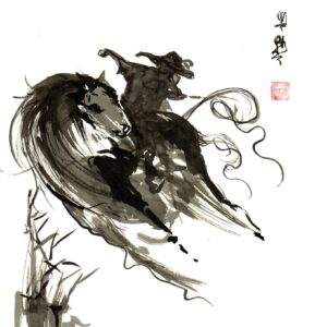 sumi-e painting of a horse