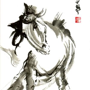 sumi-e painting of a horse