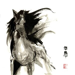 sumi-e painting of a horse