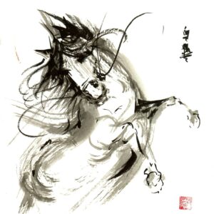 Sumi-e painting of a horse.
