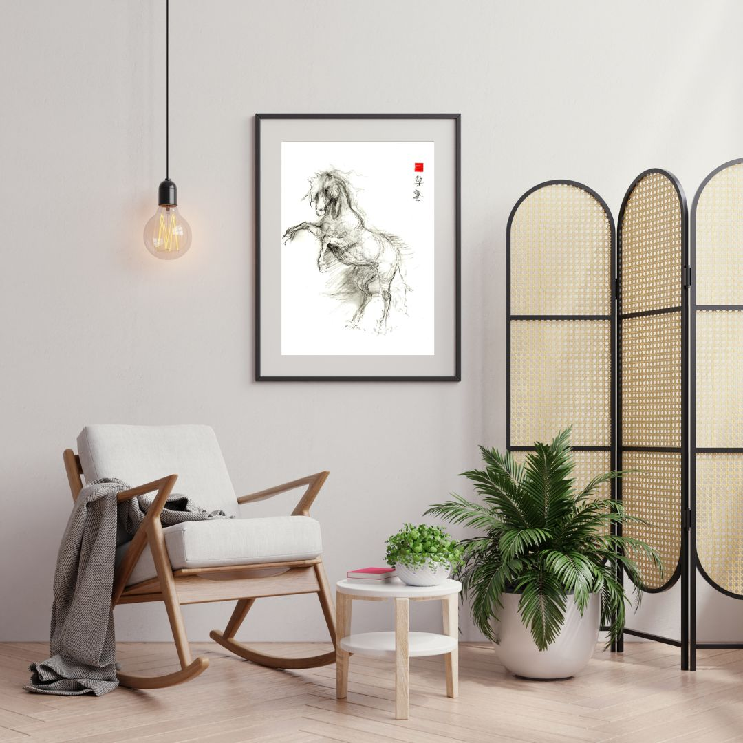 Original Charcoal Sketch of a horse wall art