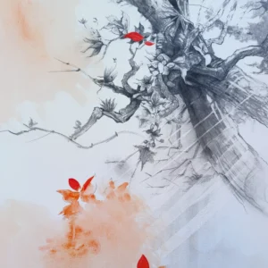 Drawing of a forest on canvas. (30" x 40")