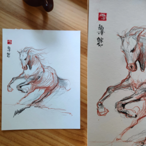 Sketch of a wild horse running 9IN x 12IN 300GSM