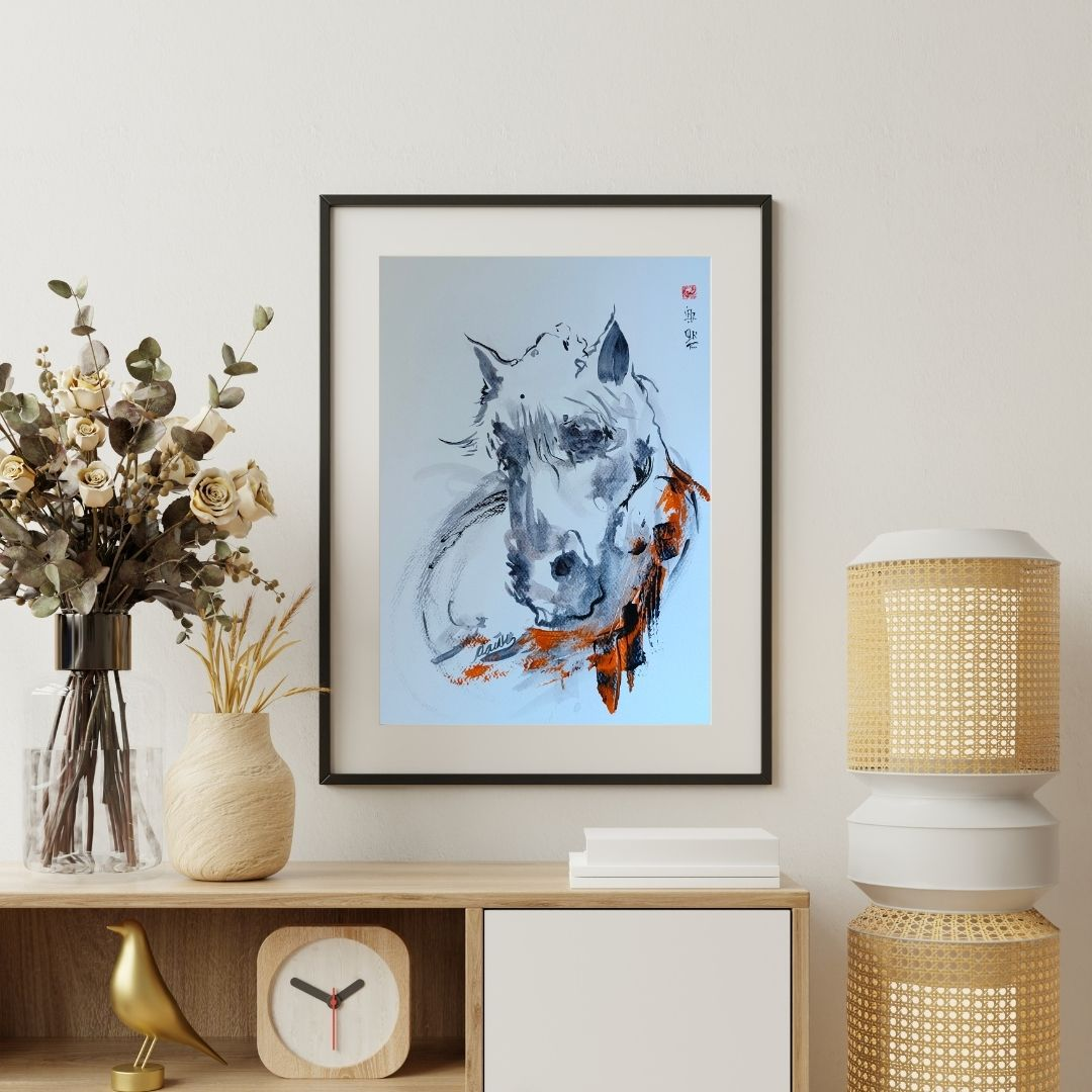 Sketch of a horse head on paper