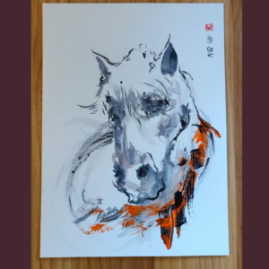 Sketch of a horse head on paper