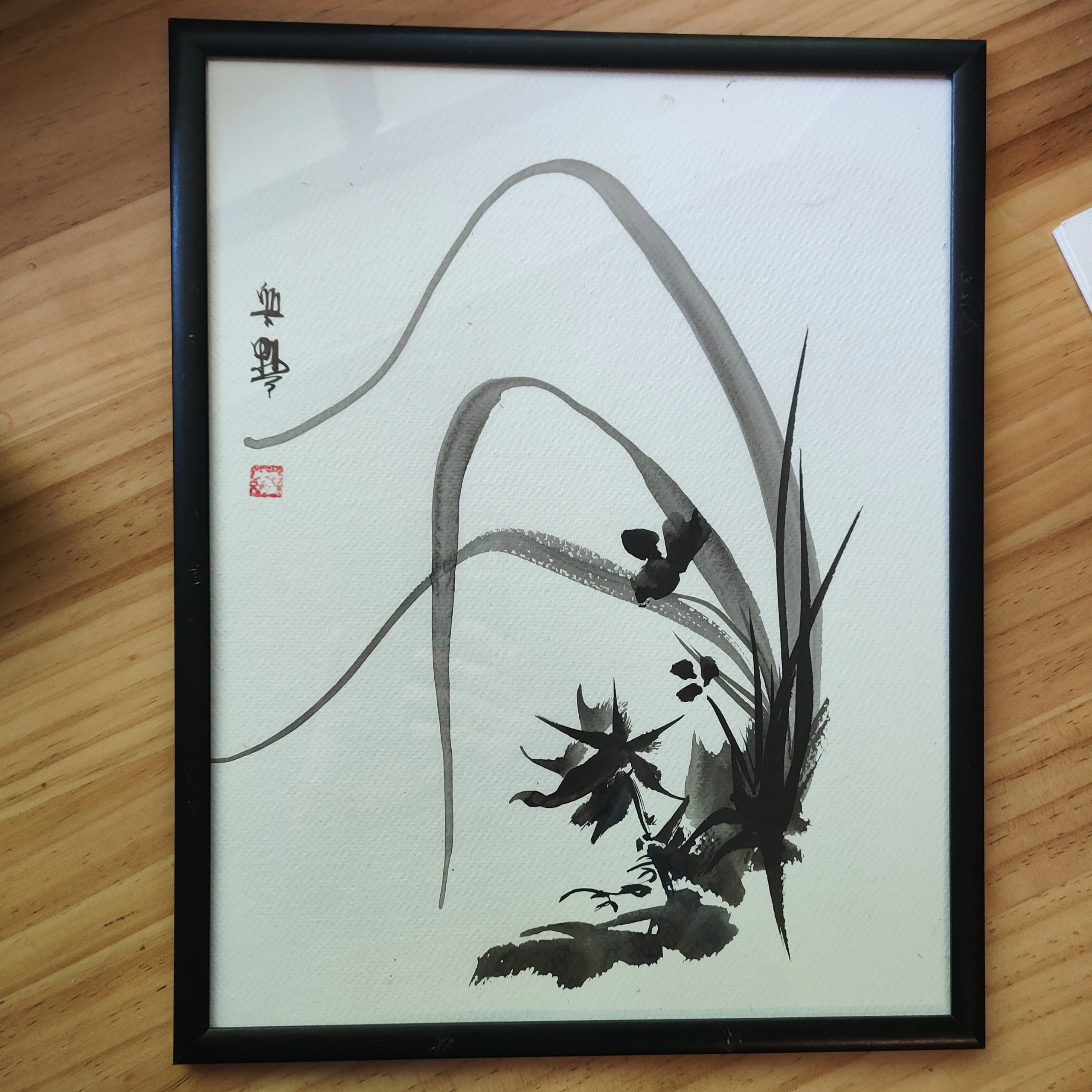 SUMI-E Painting of a wild orchid.