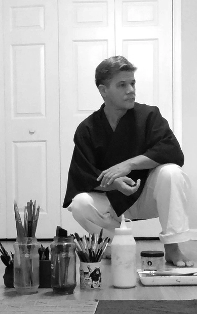 At the studio, preparing the day